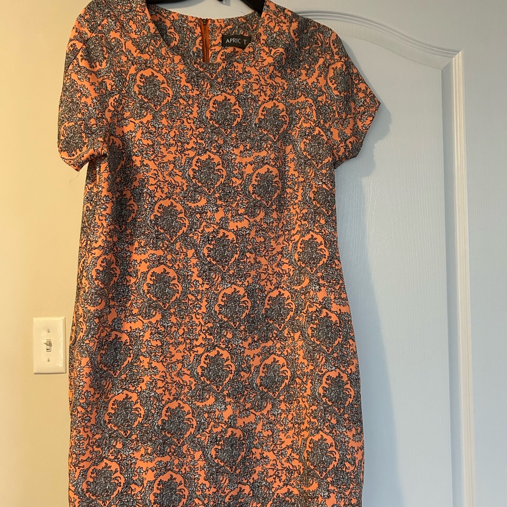 APRICOT Orange and Black Patterned Mini Dress